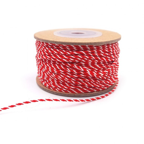 SYNTHETIC TWISTED CORD RED-WHITE 1mm 50 meters