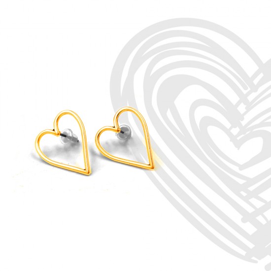 OUTLINE EARRINGS WITH HEART DESIGN GOLD PLATED