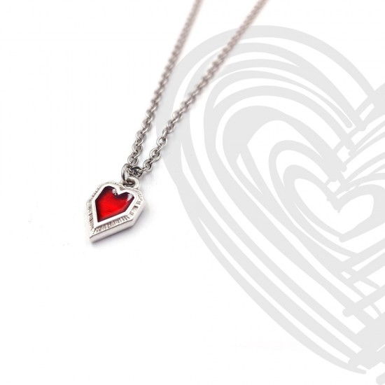 NECKLACE WITH METAL ENAMEL HEART AND STAINLESS STEEL CHAIN