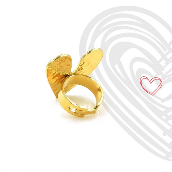 STAINLESS STEEL RING WITH HAMMERED HEART GOLD PLATED