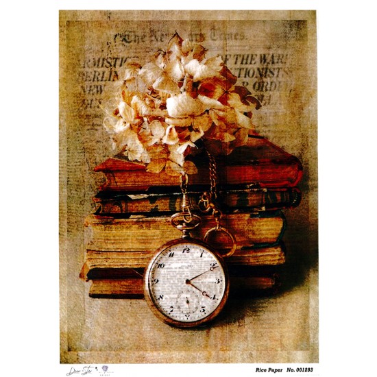 RICE PAPER FOR DECOUPAGE VINTAGE BOOKS AND CLOCK