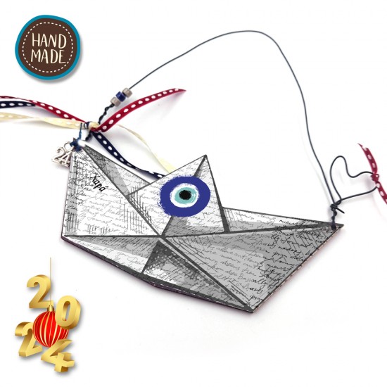 BOAT LUCKY CHARM OLD LETTER 2024 WITH EVIL EYE 15cm