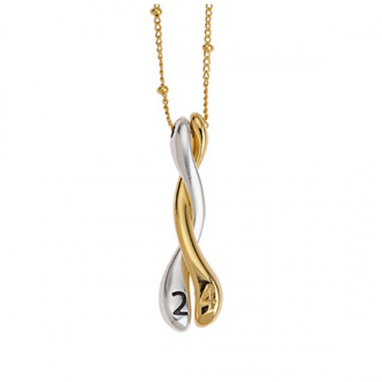 METALLIC PENDANT LUCKY CHARM SET "24" WAVY DROP 5.1x32.4mm SILVER AND GOLD PLATED