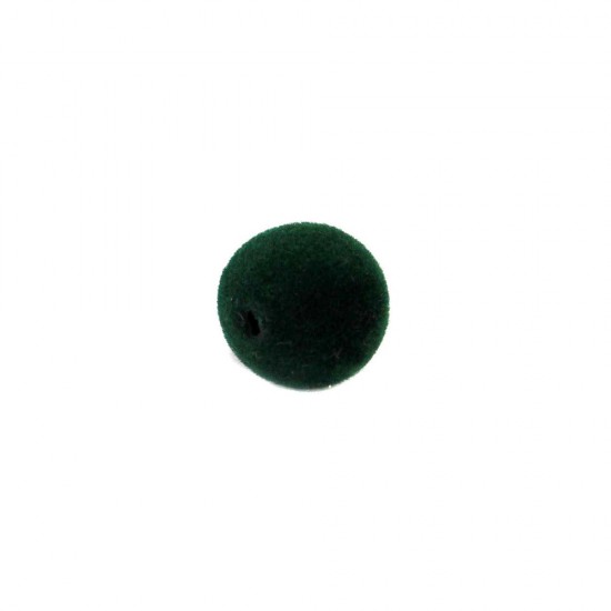 PLASTIC VELVET COATED BEAD 10mm / HOLE 2,2mm - DARK GREEN