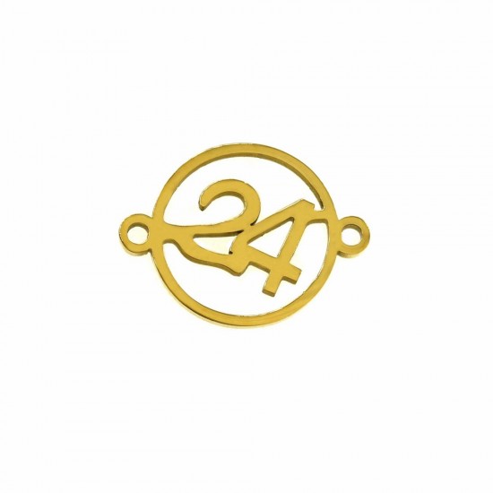 STAINLESS STEEL LUCKY CHARM "24" 15x20mm GOLD PLATED