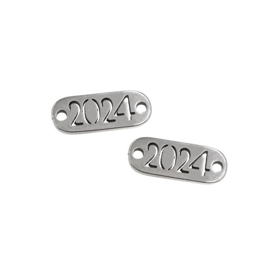 STAINLESS STEEL LUCKY CHARM "2024" 20x8mm