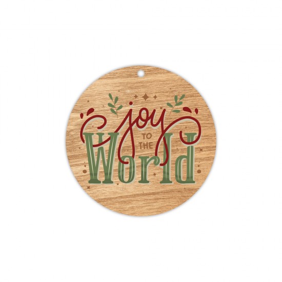 CHRISTMAS CIRCLE ELEMENT PRINTED IN MDF "JOY TO THE WORLD" 8cm