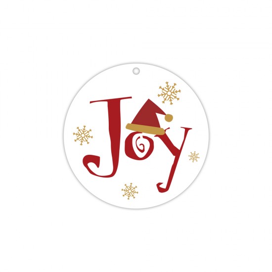 CHRISTMAS CIRCLE ELEMENT PRINTED IN MDF "JOY" 8cm