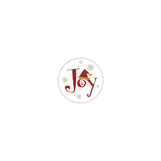 CHRISTMAS CIRCLE ELEMENT PRINTED IN MDF "JOY" 4.1cm