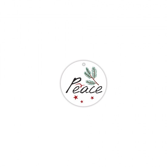 CHRISTMAS CIRCLE ELEMENT PRINTED IN MDF "PEACE" 4.1cm