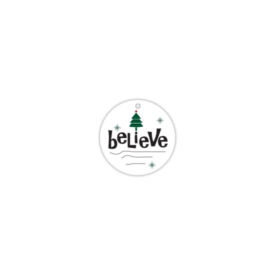 CHRISTMAS CIRCLE ELEMENT PRINTED IN MDF "BELIEVE" 4.1cm