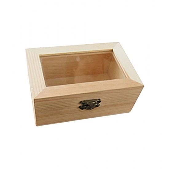 WOODEN BOX WITH PLASTIC TRANSPARENT LID