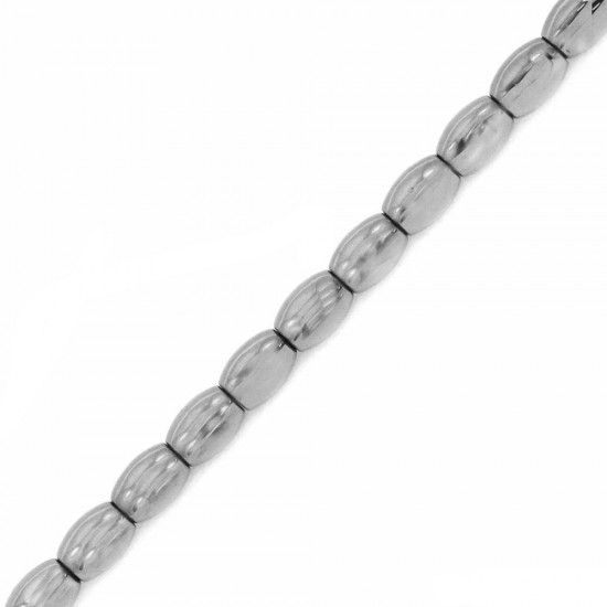 HEMATITE BEADS OVAL 3x5mm SILVER PLATED