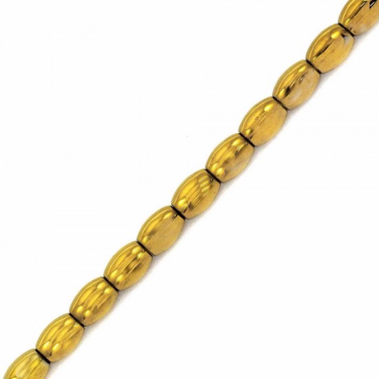 HEMATITE BEADS OVAL 3x5mm GOLD PLATED