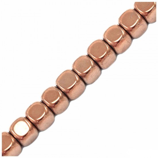 HEMATITE CUBE BEADS 4mm ROSE GOLD PLATED ~40cm