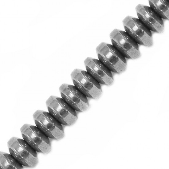 HEMATITE RONDELLE BEADS 2x4mm SILVER PLATED