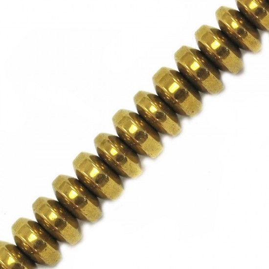 HEMATITE RONDELLE BEADS 2x4mm GOLD PLATED