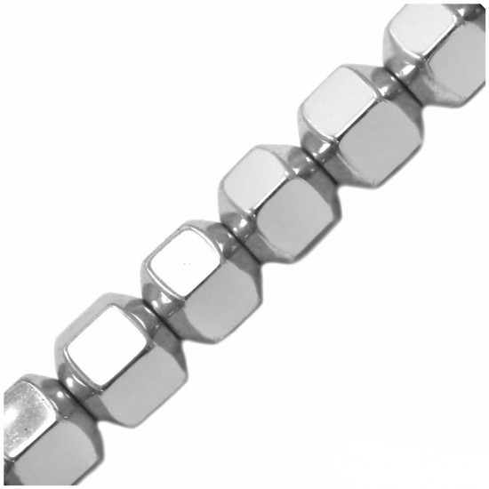 HEMATITE CUBE BEADS 3x3mm SILVER PLATED