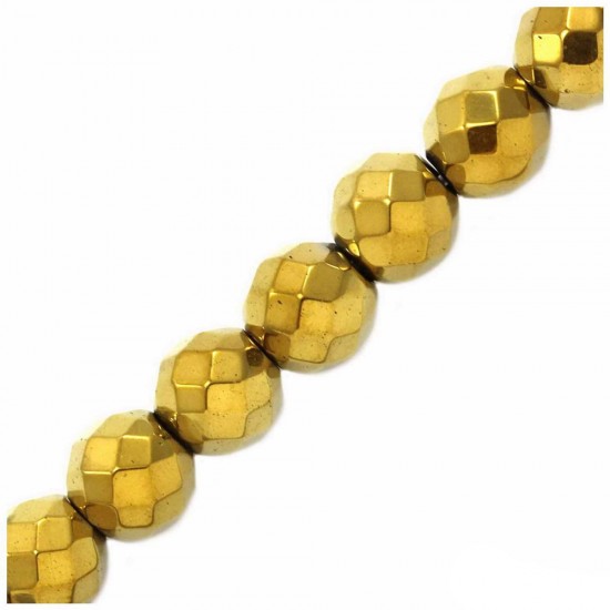 HEMATITE BEADS FACETED ROUND 2mm GOLD