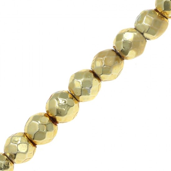 HEMATITE BEADS FACETED ROUND 2mm GOLD LIGHT