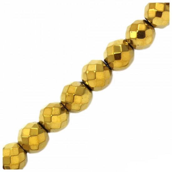 HEMATITE BEADS ROUND FACETED 3mm ~40cm GOLD