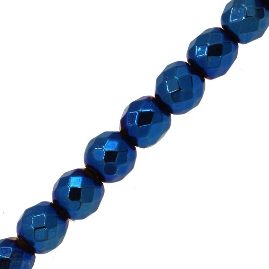 HEMATITE BEADS ROUND FACETED 3mm ~40cm BLUE