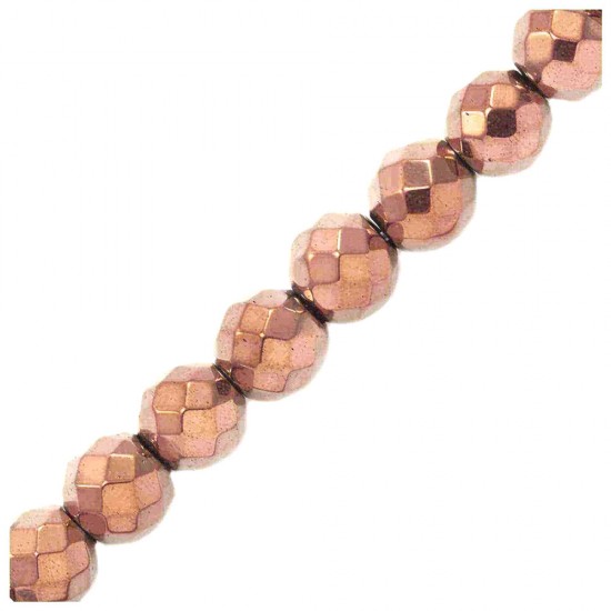 HEMATITE BEADS ROUND FACETED 3mm ~40cm ROSE GOLD