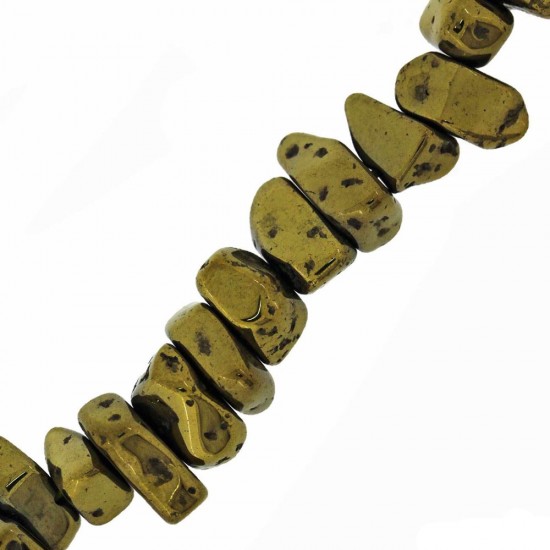 HEMATITE BEADS IRREGULAR CHIPS 10mm ~40cm PYRITE
