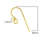 SILVER 925 EARRING HOOK 20mm GOLD PLATED