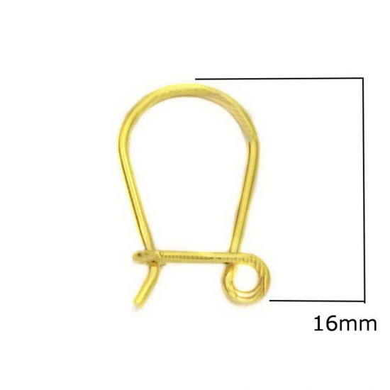 SILVER 925 EARRING HOOK 16mm GOLD PLATED