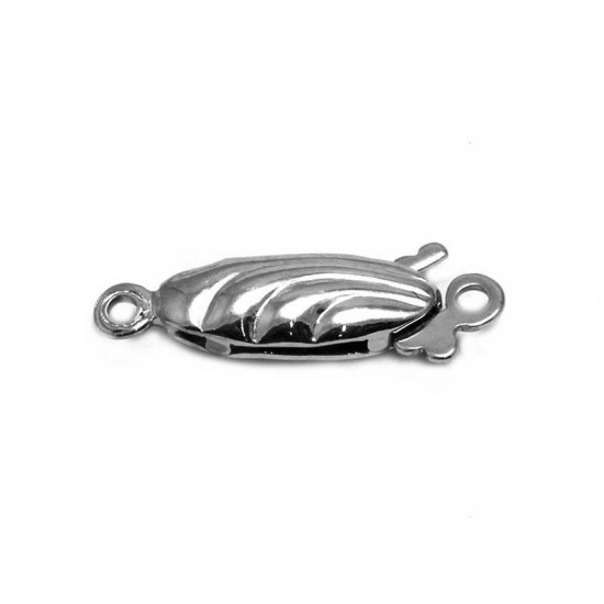 SILVER 925 OVAL CLASP WITH STRIPES 15x4mm