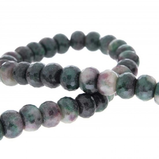 AGATE BEADS FACETED RONDELLE 8x12mm ~40cm GREEN COLOUR