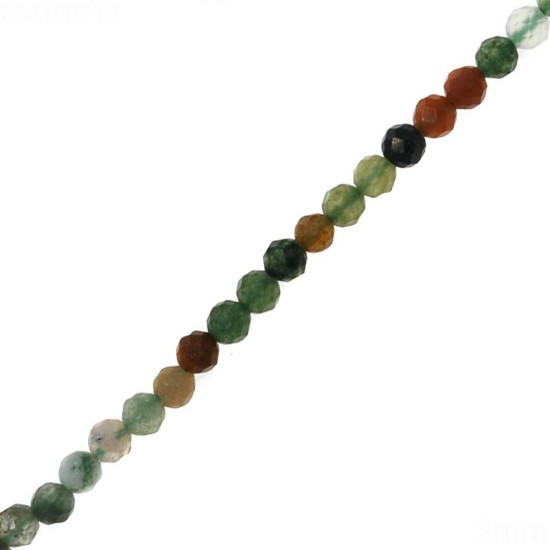 INDIAN AGATE FACETED ROUND BEADS 2mm ~40cm
