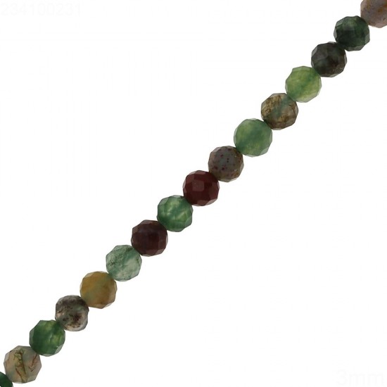 INDIAN AGATE FACETED ROUND BEADS 3mm ~40cm