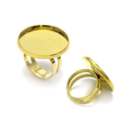 BRASS OPEN ENDED RING WITH ROUND CUP 23mm GOLD PLATED