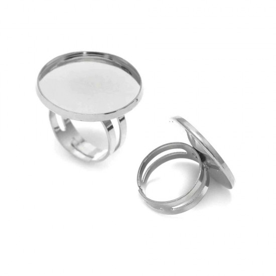 BRASS OPEN ENDED RING WITH ROUND CUP 23mm SILVER PLATED