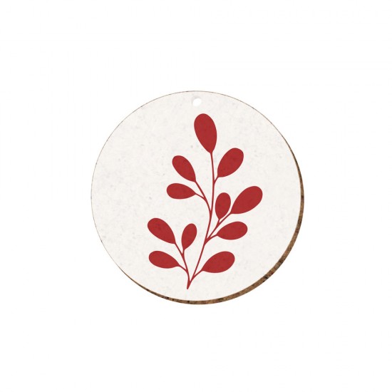 CHRISTMAS CIRCLE ELEMENT PRINTED IN MDF "FLOWER" 8cm