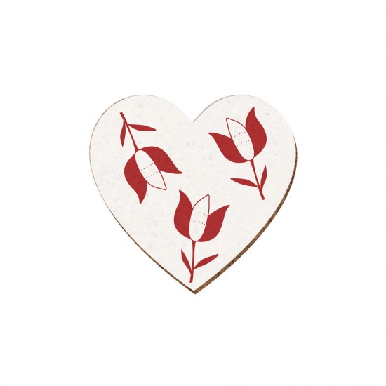 CHRISTMAS ELEMENT HEART PRINTED IN MDF "TULIPS" 8x7,6cm