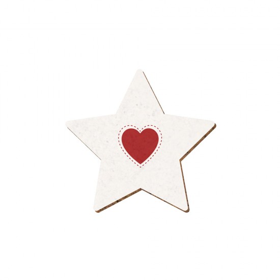 CHRISTMAS ELEMENT STAR PRINTED IN MDF "HEART" 8x7,6cm
