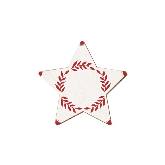 CHRISTMAS ELEMENT STAR PRINTED IN MDF "FLOWERS" 8x7,6cm