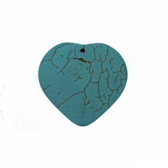 TURQUOISE CRACKLE HEART PENDANT 40mm