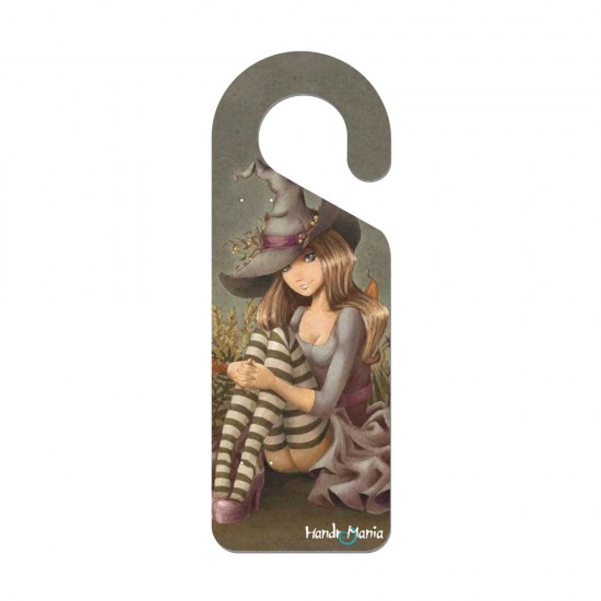 MDF BASE WITH SURFACE PRINTING "GIRL WITH WITCH HAT" 10x28cm
