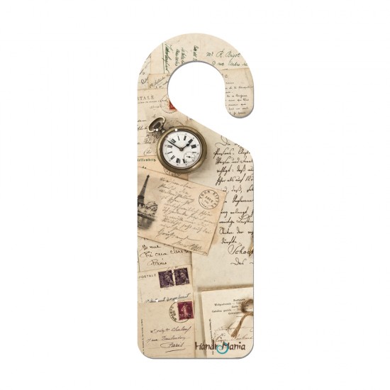 MDF BASE WITH SURFACE PRINTING "OLD LETTERS WITH CLOCK" 10x28cm
