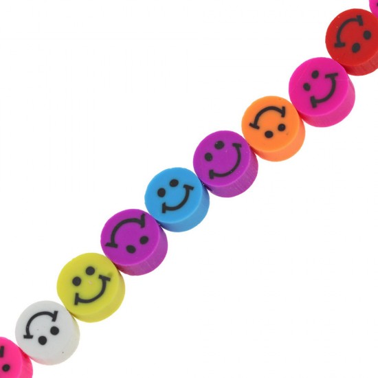 FIMO HAPPY FACES BEADS 9mm - 10 PIECES