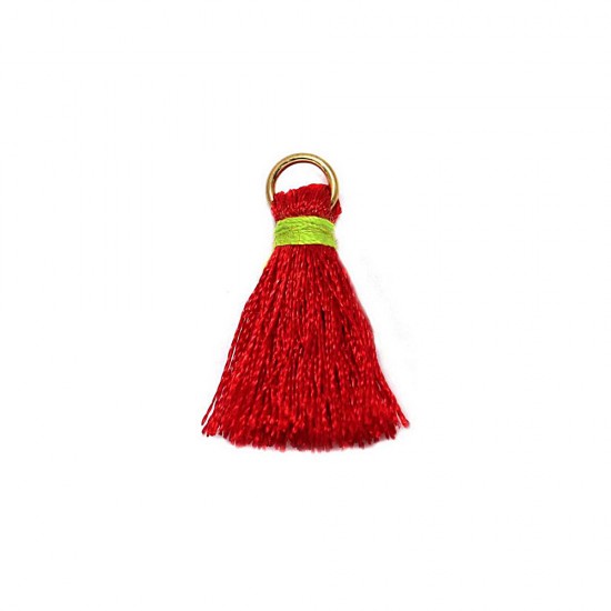 RED TASSEL WITH  GOLD JUMPRING 20mm