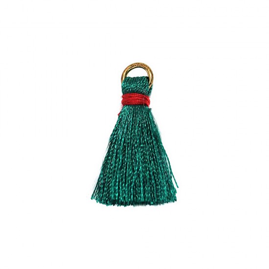 GREEN TASSEL WITH  GOLD JUMPRING 20mm