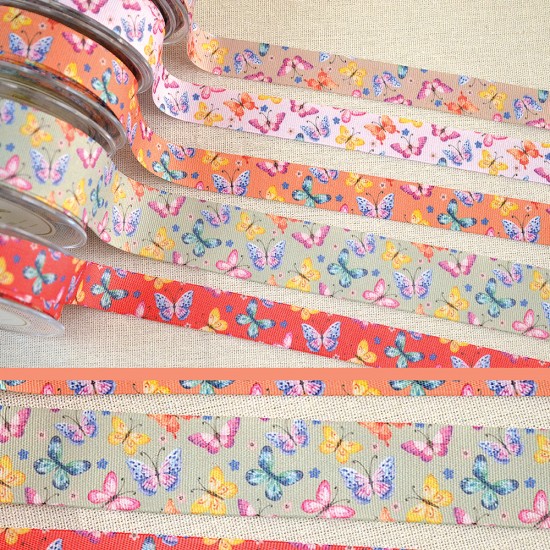 GRO COTTON RIBBON WITH BUTTERFLIES 9 meters