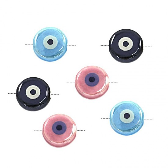 CERAMIC BEAD ROUND WITH EYE 12mm AND HOLE 2,5mm