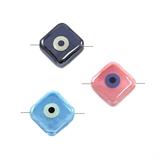 CERAMIC BEAD RHOMBUS WITH EYE 15mm AND HOLE 2,5mm