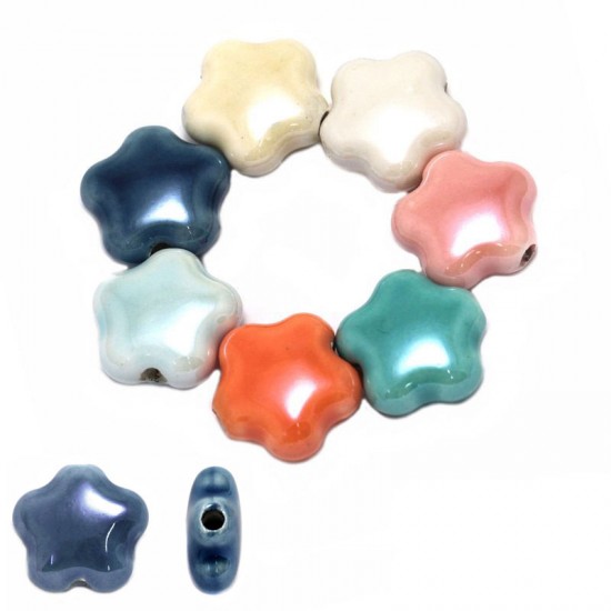 CERAMIC BEAD FLOWER 14x6,5mm AND HOLE 2,3mm